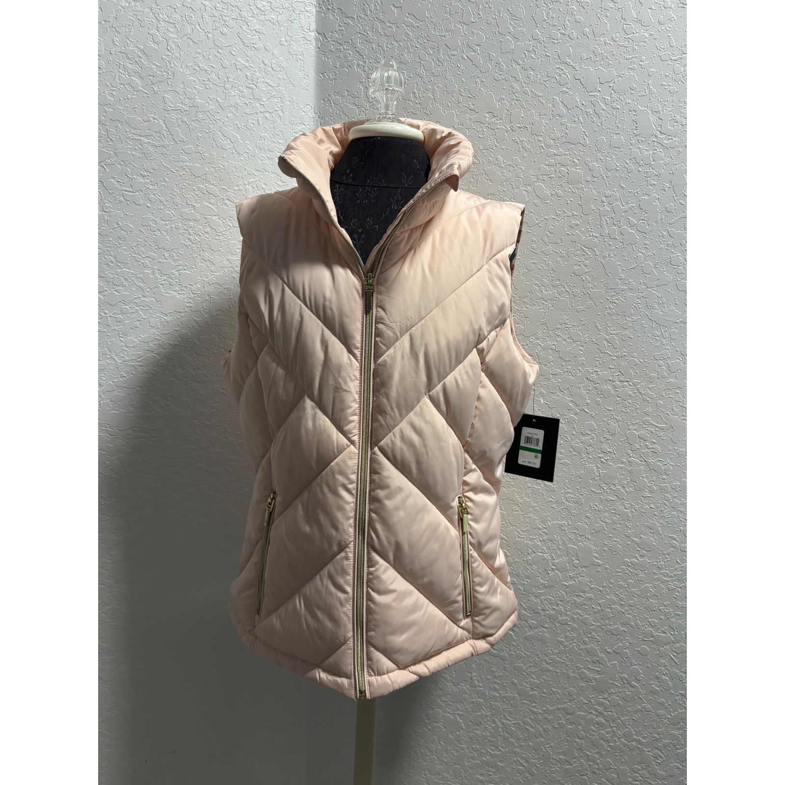 Halston Womens Rose Pink Quilted Puffer Vest Sorona Aura Hs4ov703 Size L New